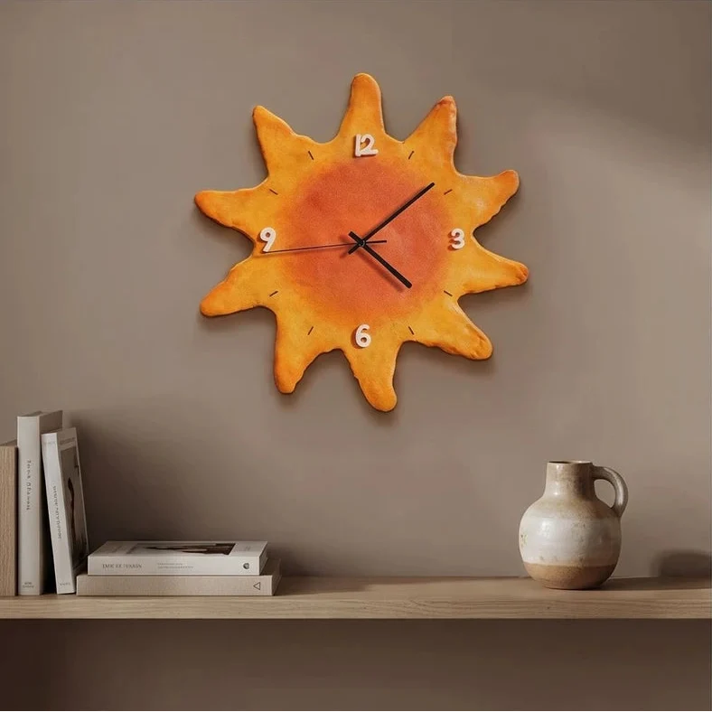 10 inch wood clock styled in a warm home setting - 3