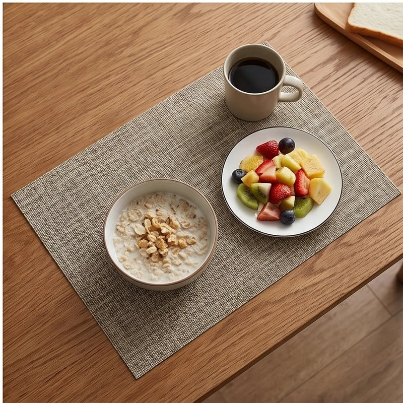 Color 1 Home Heat Insulation Placemat Rectangular Dining Table Decor Cup Pads PVC Waterproof Oilproof Bowl Mats Modern Placemat 45x30cm lifestyle photo - 3