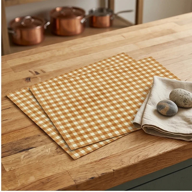 2 4/6/8pcs Checkered Pattern Placemats Dining Table Mats Modern Plaid Printed Design for Party Multi Color Table Mat Kitchen Decor lifestyle photo - 2