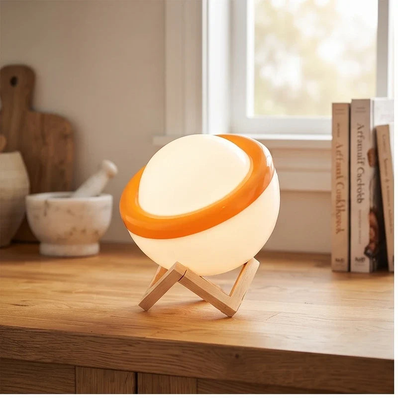 White lamp styled in a warm home setting
