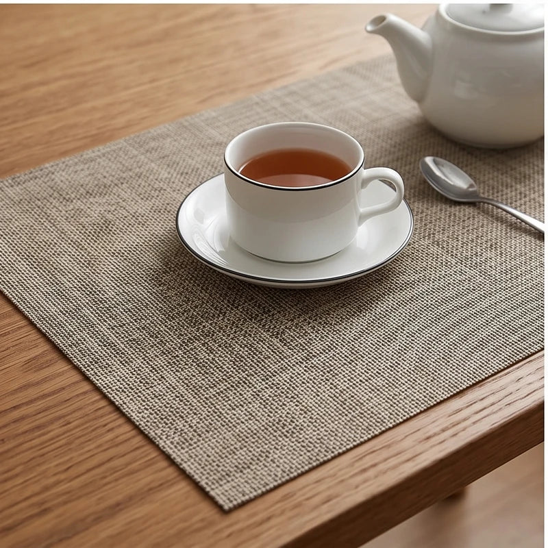 Color 1 Home Heat Insulation Placemat Rectangular Dining Table Decor Cup Pads PVC Waterproof Oilproof Bowl Mats Modern Placemat 45x30cm lifestyle photo - 2
