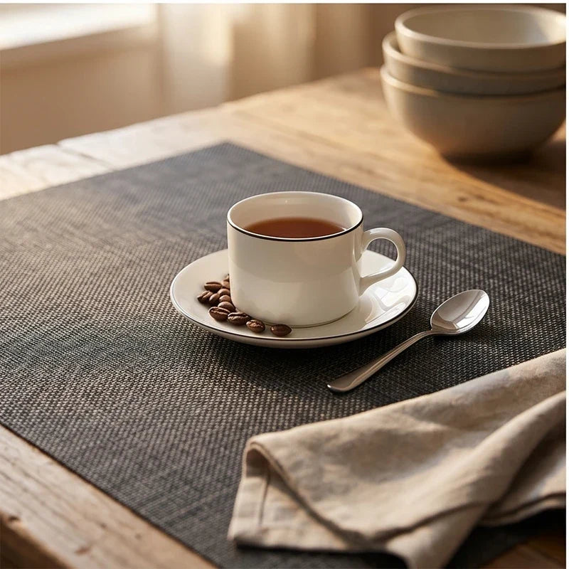 Color 2 Home Heat Insulation Placemat Rectangular Dining Table Decor Cup Pads PVC Waterproof Oilproof Bowl Mats Modern Placemat 45x30cm lifestyle photo - 3