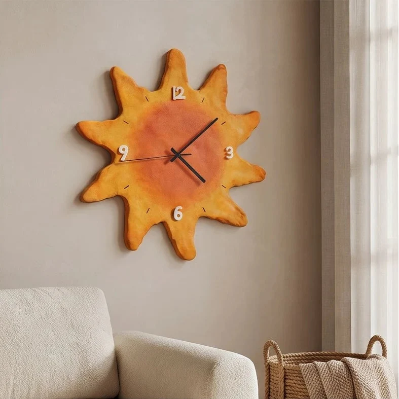 10 inch wood clock styled in a warm home setting - 2