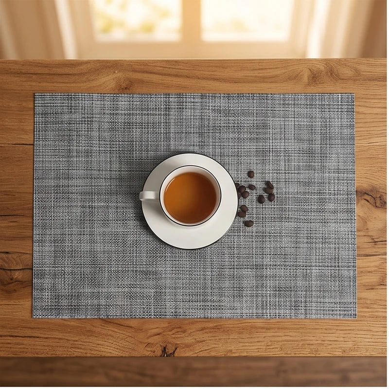 Color 3 Home Heat Insulation Placemat Rectangular Dining Table Decor Cup Pads PVC Waterproof Oilproof Bowl Mats Modern Placemat 45x30cm lifestyle photo