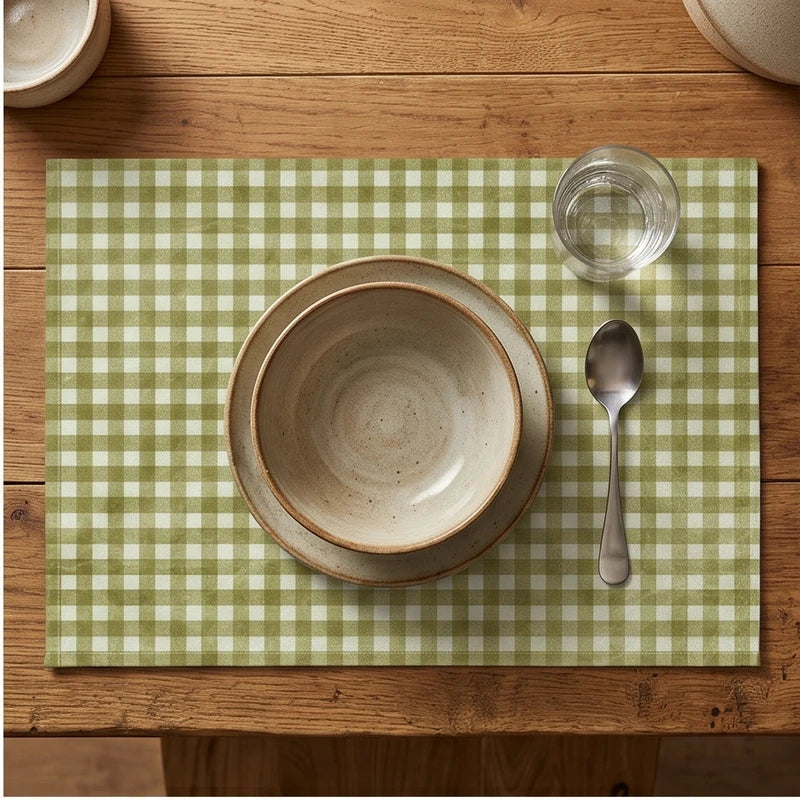 6 4/6/8pcs Checkered Pattern Placemats Dining Table Mats Modern Plaid Printed Design for Party Multi Color Table Mat Kitchen Decor lifestyle photo - 2