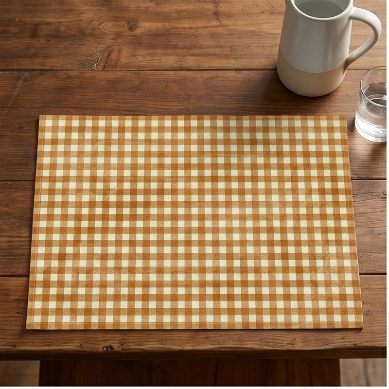 2 4/6/8pcs Checkered Pattern Placemats Dining Table Mats Modern Plaid Printed Design for Party Multi Color Table Mat Kitchen Decor lifestyle photo