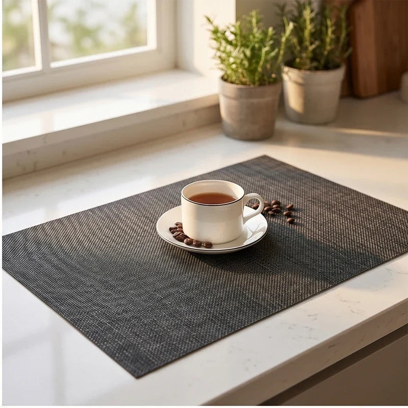 Color 2 Home Heat Insulation Placemat Rectangular Dining Table Decor Cup Pads PVC Waterproof Oilproof Bowl Mats Modern Placemat 45x30cm lifestyle photo - 2