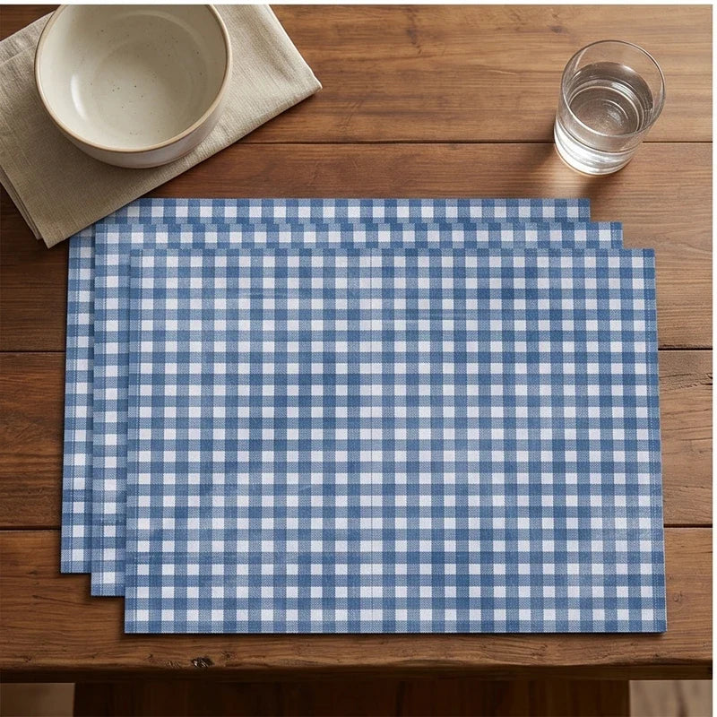 5 4/6/8pcs Checkered Pattern Placemats Dining Table Mats Modern Plaid Printed Design for Party Multi Color Table Mat Kitchen Decor lifestyle photo - 3