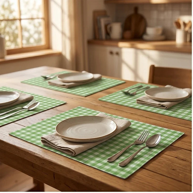 3 4/6/8pcs Checkered Pattern Placemats Dining Table Mats Modern Plaid Printed Design for Party Multi Color Table Mat Kitchen Decor lifestyle photo