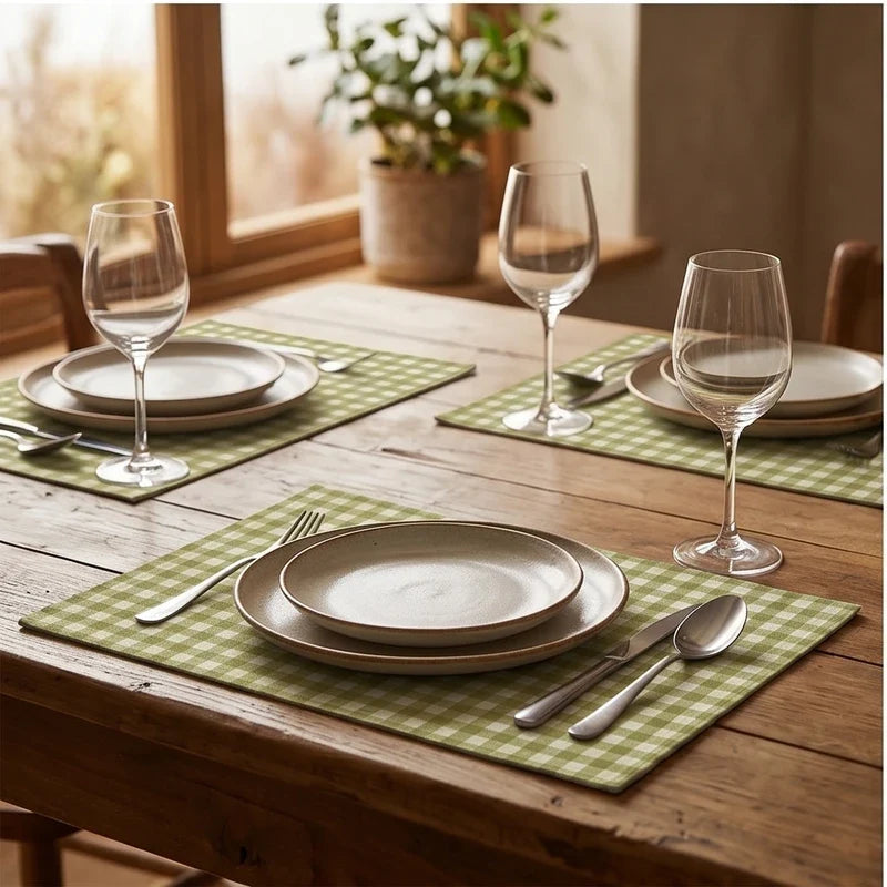 6 4/6/8pcs Checkered Pattern Placemats Dining Table Mats Modern Plaid Printed Design for Party Multi Color Table Mat Kitchen Decor lifestyle photo - 3