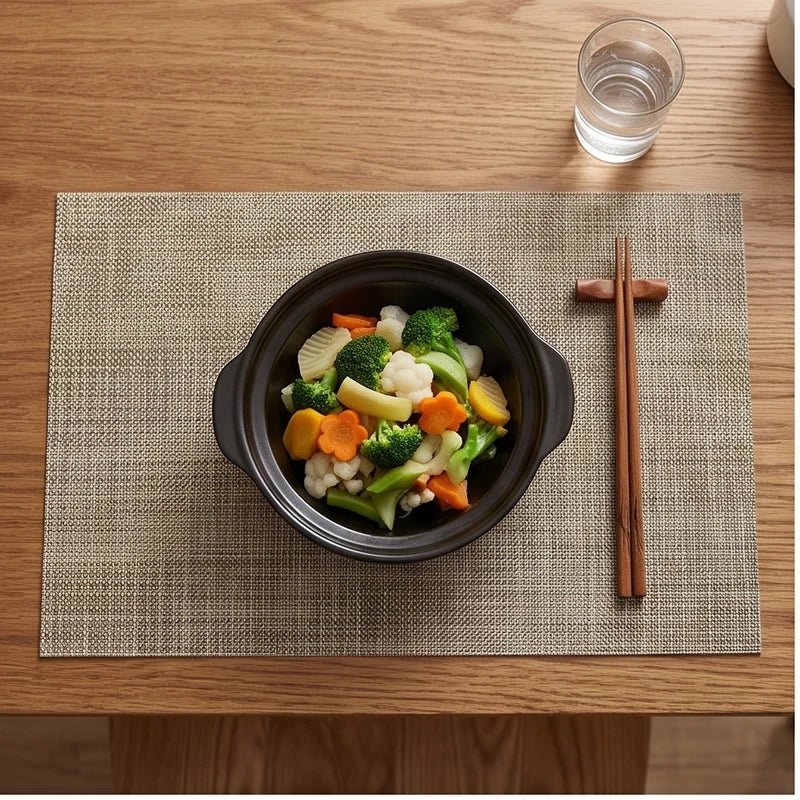 Color 1 Home Heat Insulation Placemat Rectangular Dining Table Decor Cup Pads PVC Waterproof Oilproof Bowl Mats Modern Placemat 45x30cm lifestyle photo