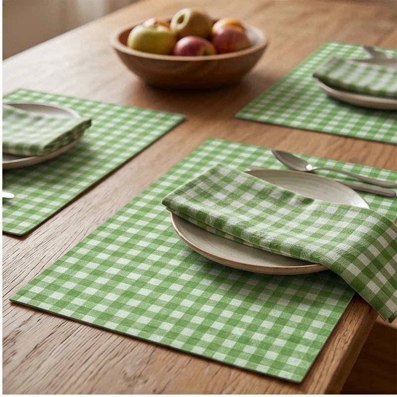 3 4/6/8pcs Checkered Pattern Placemats Dining Table Mats Modern Plaid Printed Design for Party Multi Color Table Mat Kitchen Decor lifestyle photo - 2