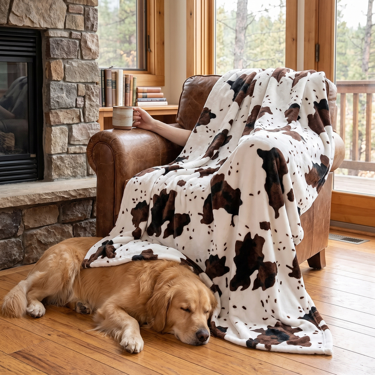 Prairie Oversized Cow Print Throw Blanket