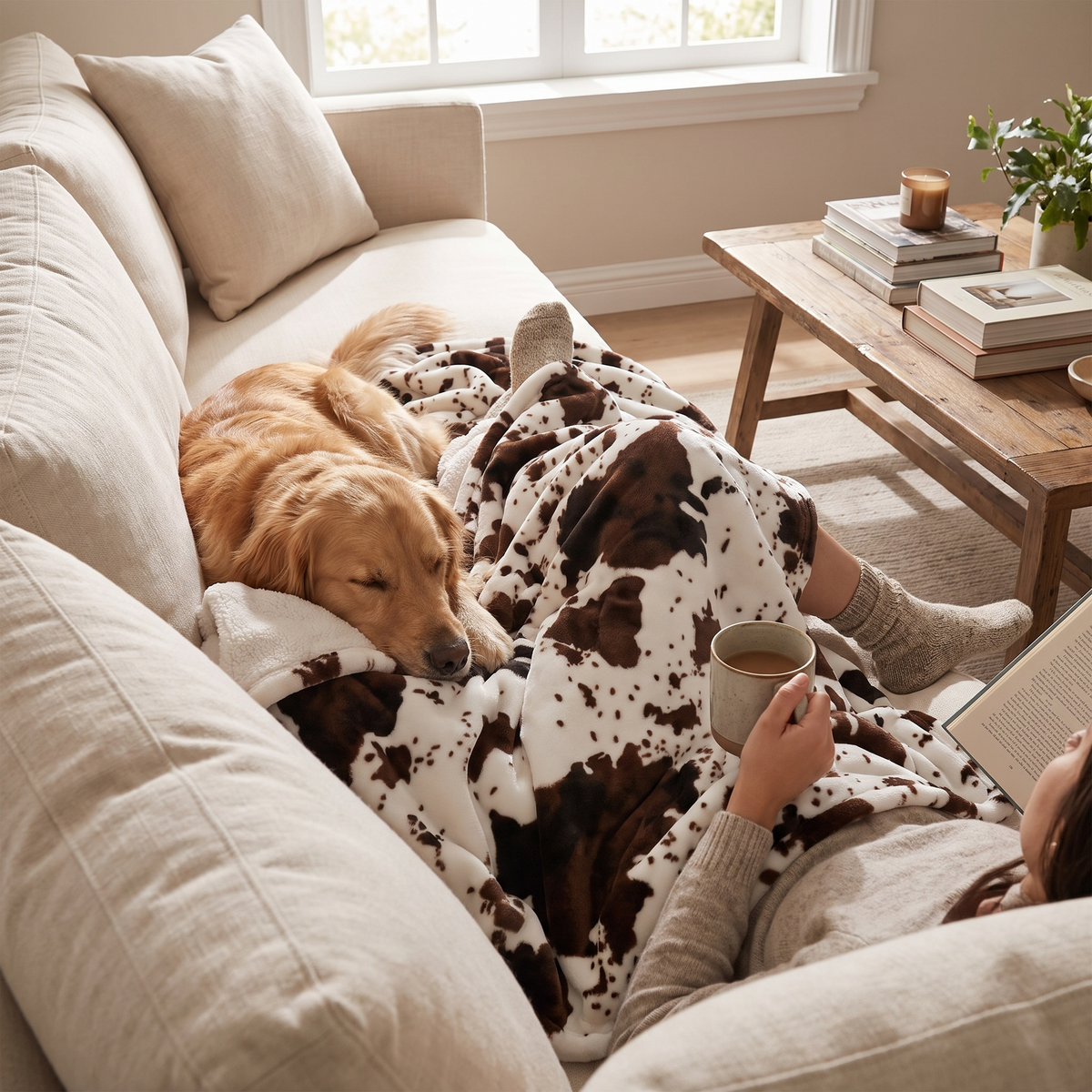 Prairie Oversized Cow Print Throw Blanket