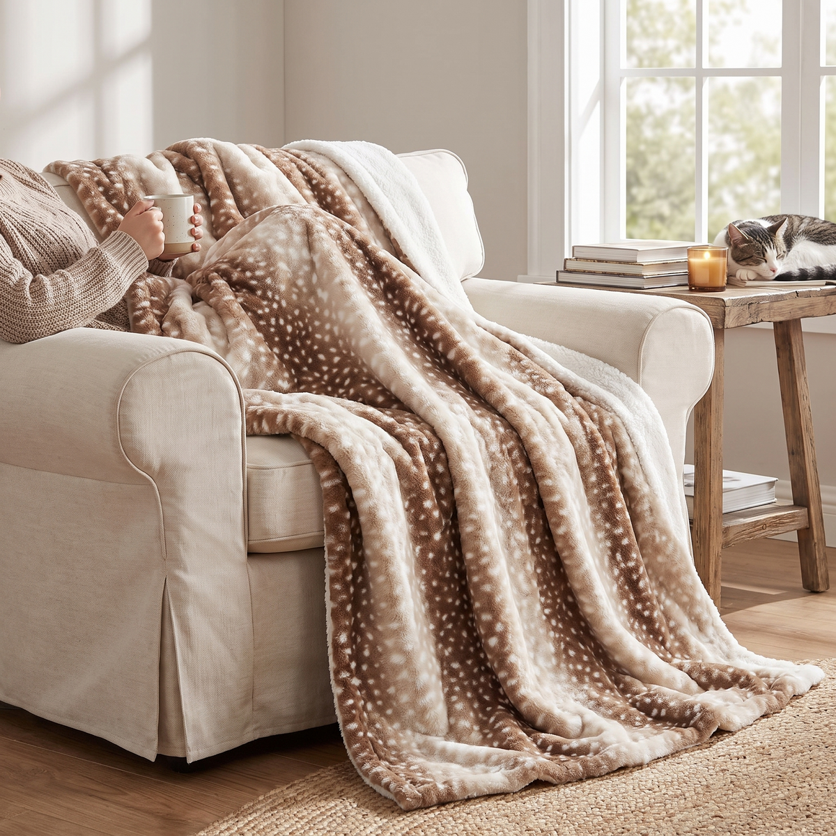 Fawnwood Deer Print Throw Blanket