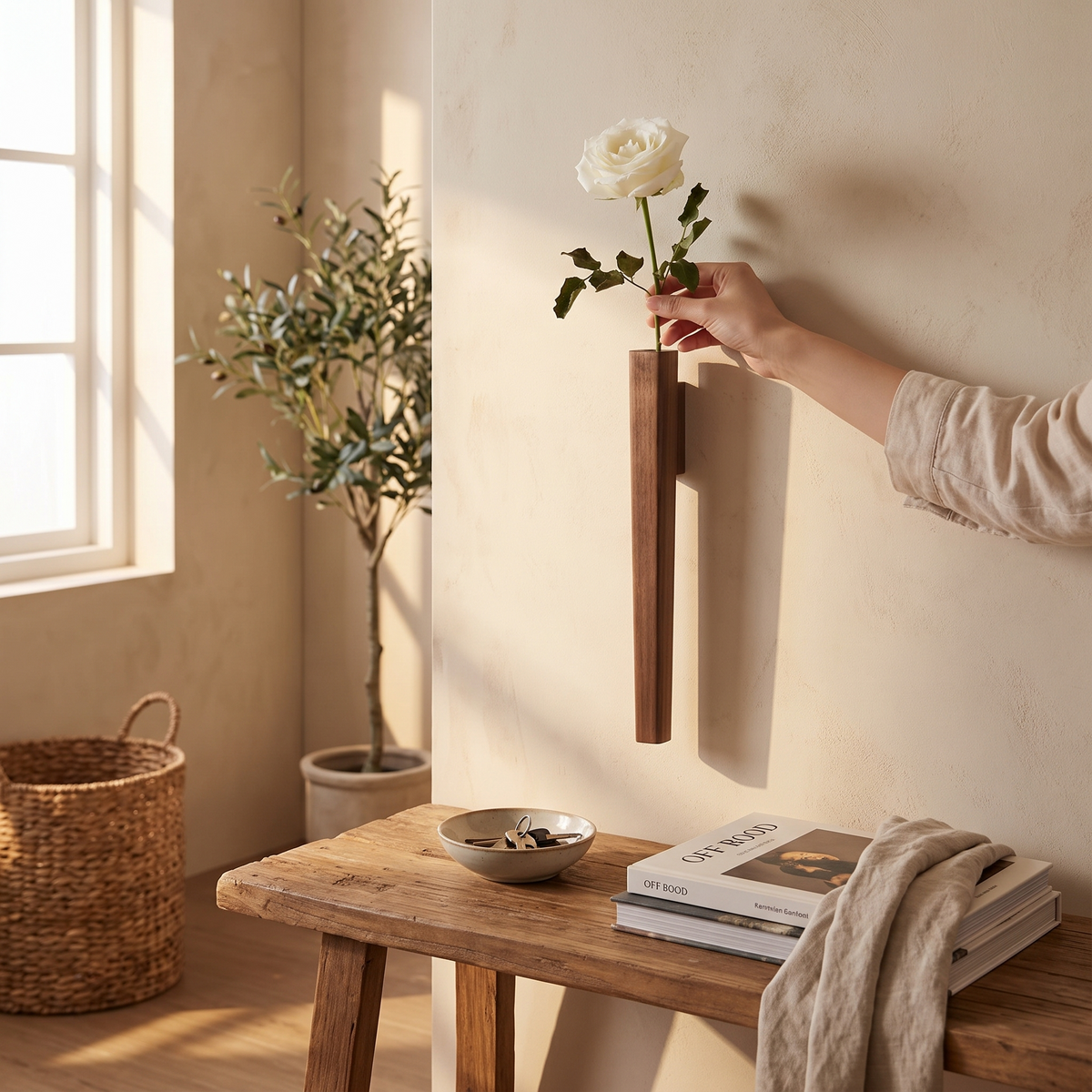Paloma Wall-Mounted Skinny Wooden Vase