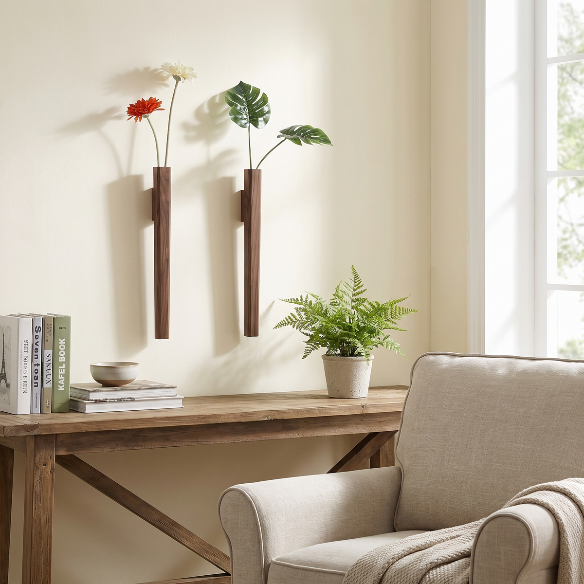 Paloma Wall-Mounted Skinny Wooden Vase