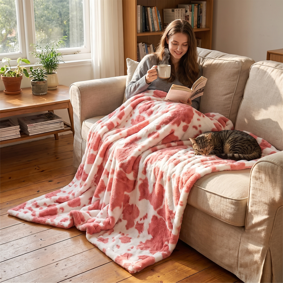 Cow Print Large Throw Blanket
