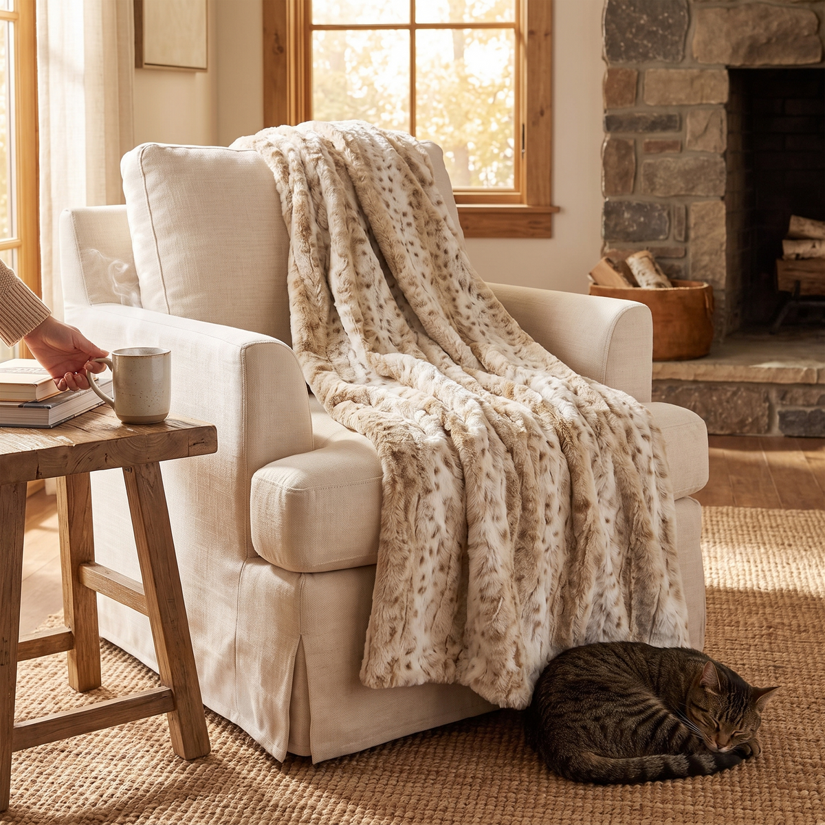 Tawny Plush Faux Fur Throw Blanket