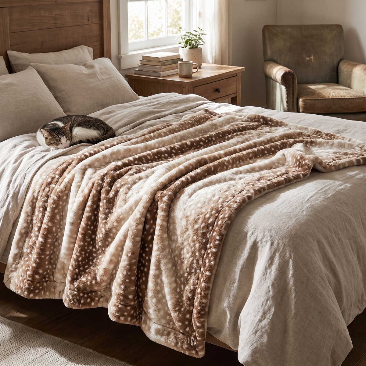 Fawnwood Deer Print Throw Blanket