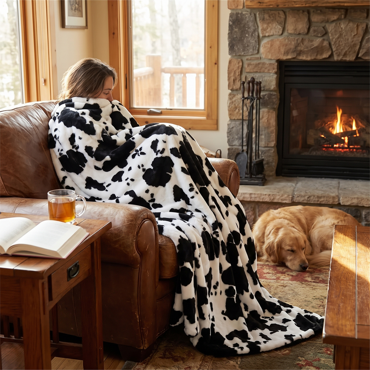 Cow Print Large Throw Blanket