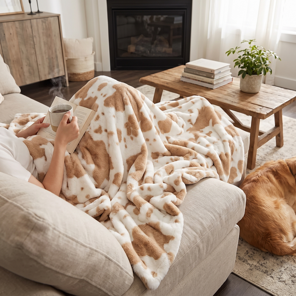 Cow Print Large Throw Blanket