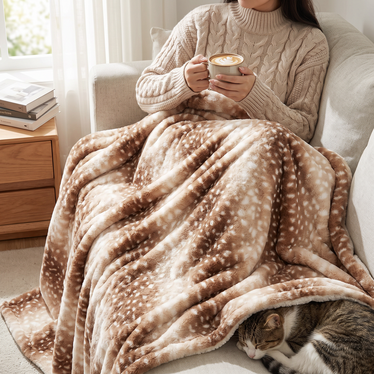 Fawnwood Deer Print Throw Blanket