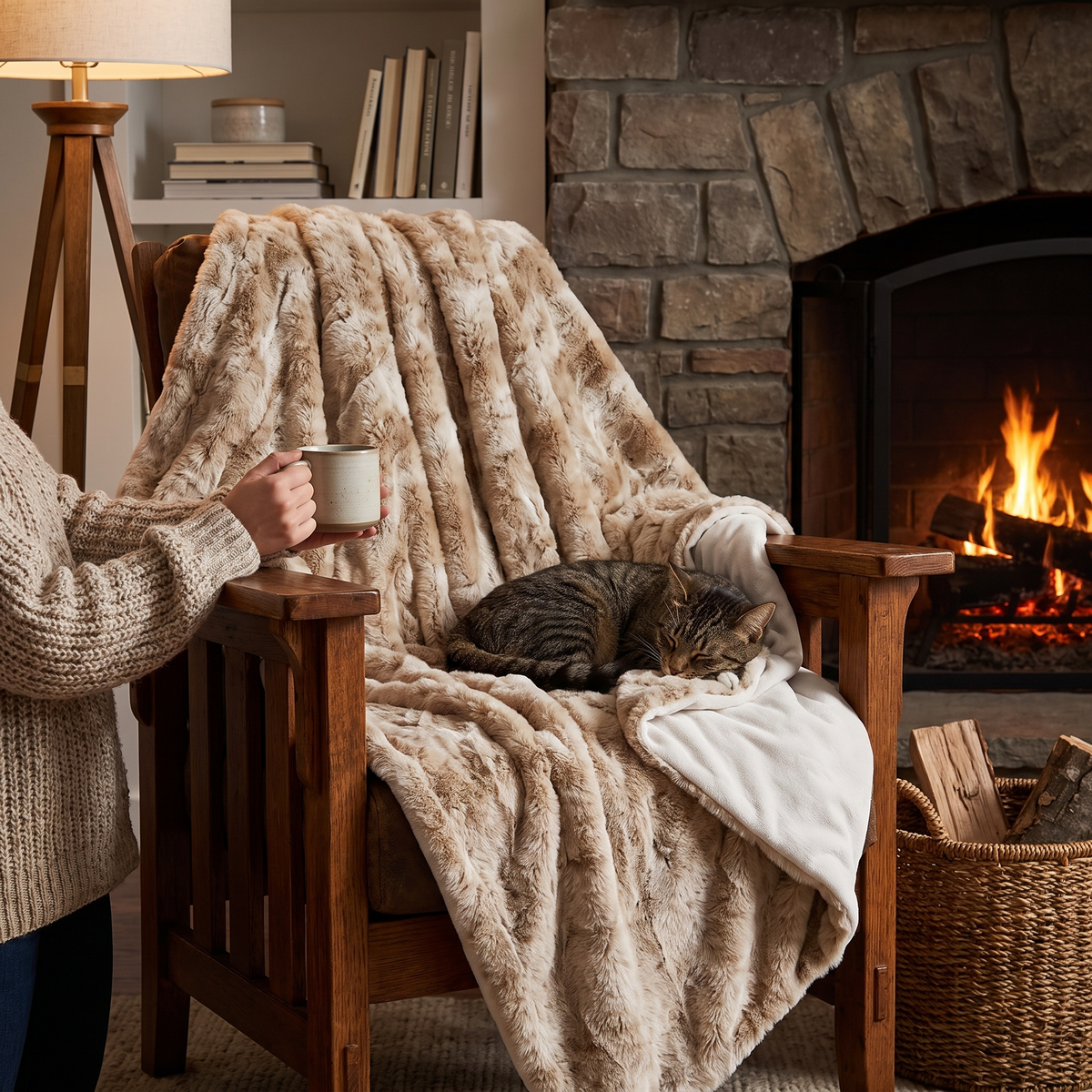 Tawny Plush Faux Fur Throw Blanket