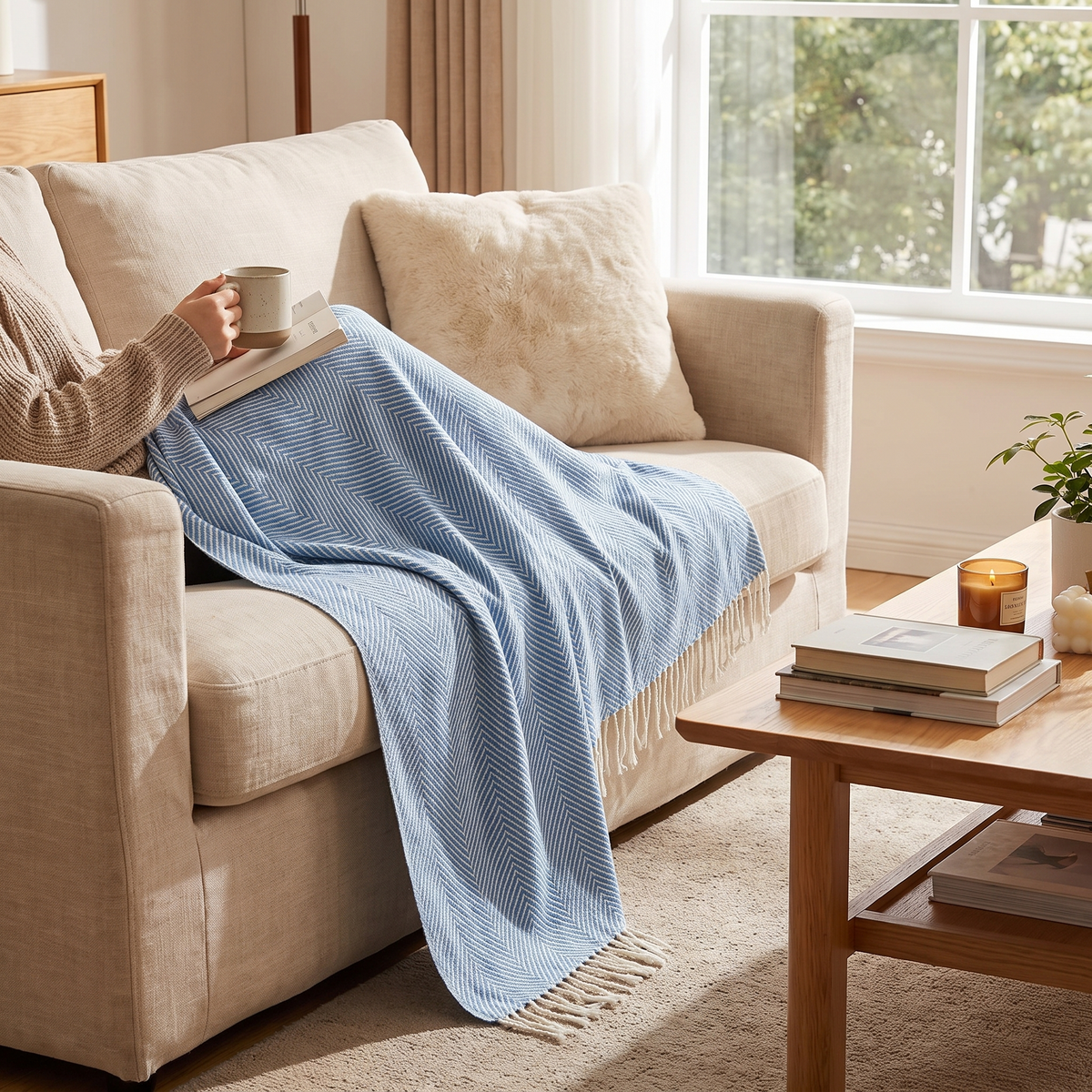 Kael Woven Herringbone Throw Blanket