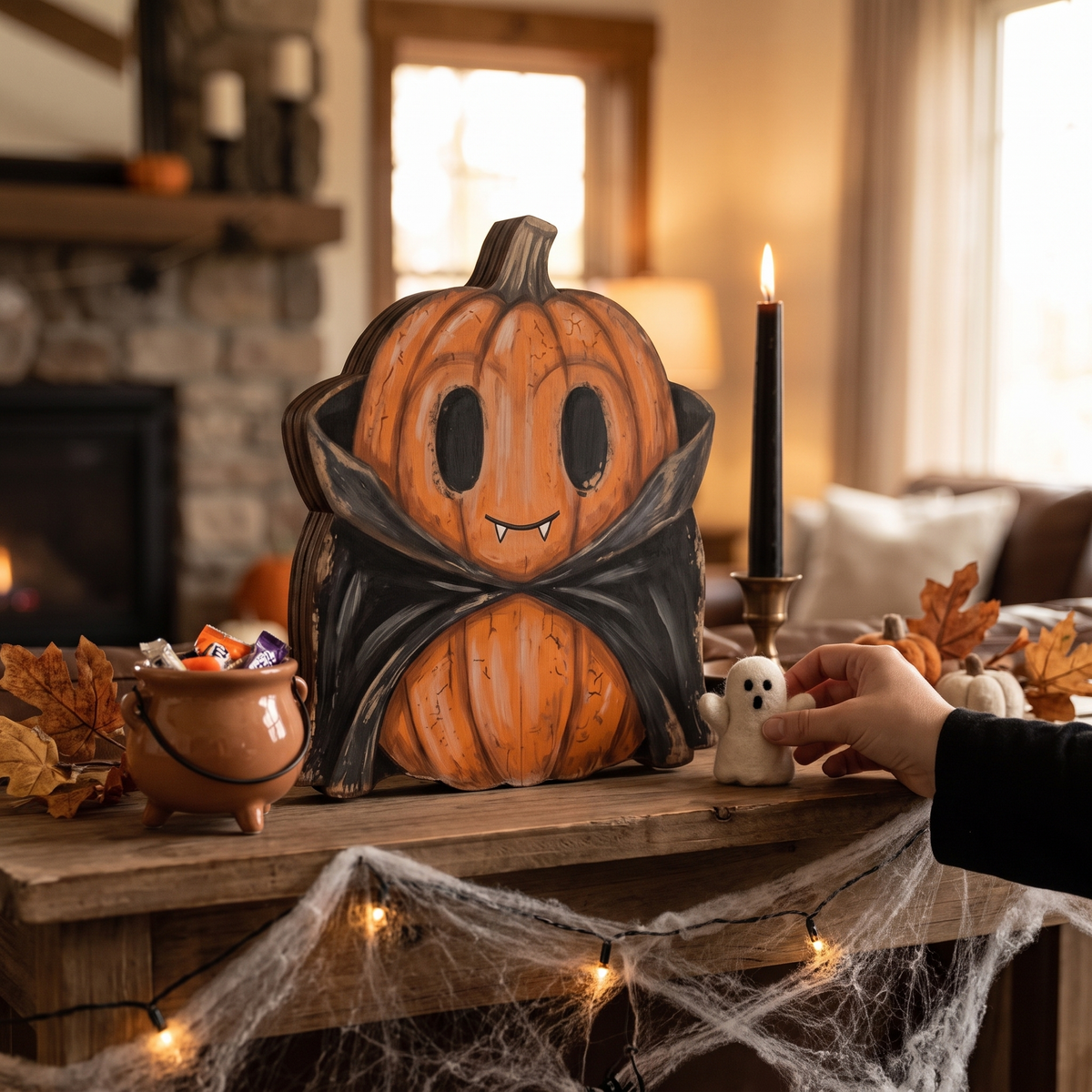 Painted Wood Halloween Tabletop Signs (Set of 6)