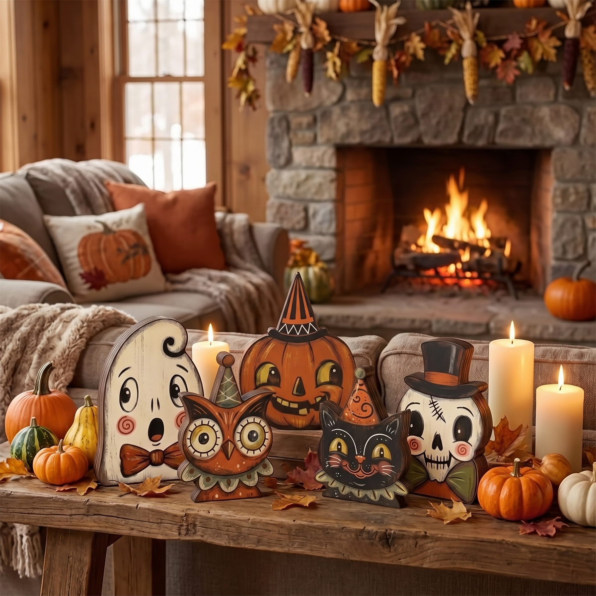 Harvest Halloween Wood Tabletop Signs (Set of 5)