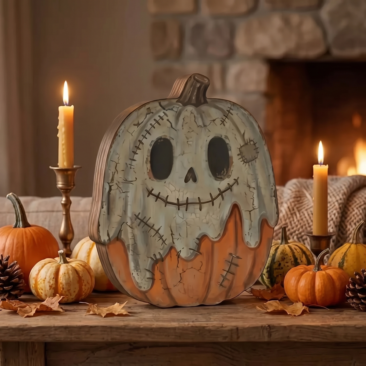 Painted Wood Halloween Tabletop Signs (Set of 6)