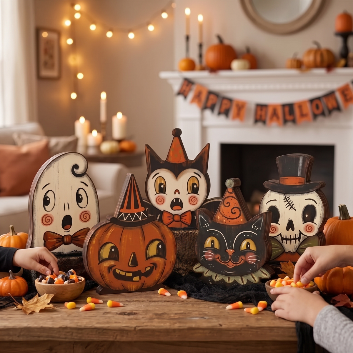 Harvest Halloween Wood Tabletop Signs (Set of 5)