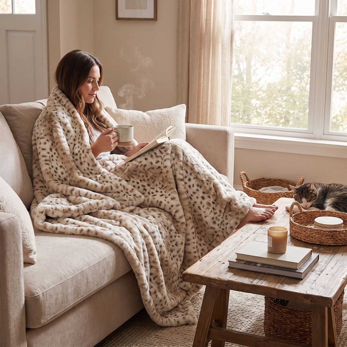 Tawny Plush Faux Fur Throw Blanket