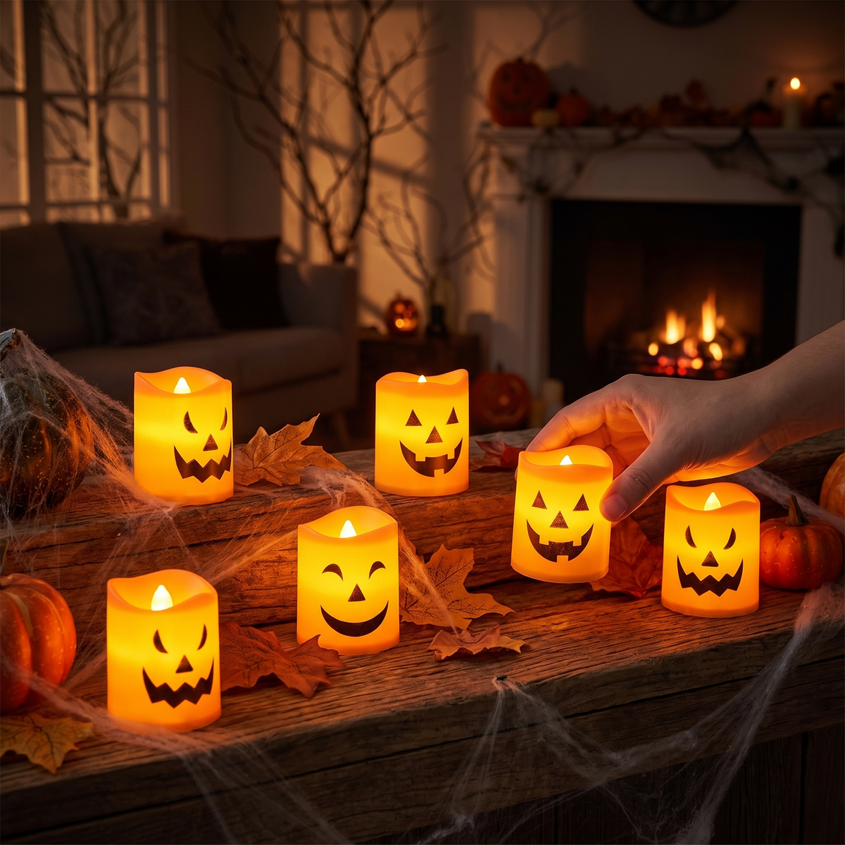 LED Flameless Halloween Jack-O'-Lantern Candle Lights