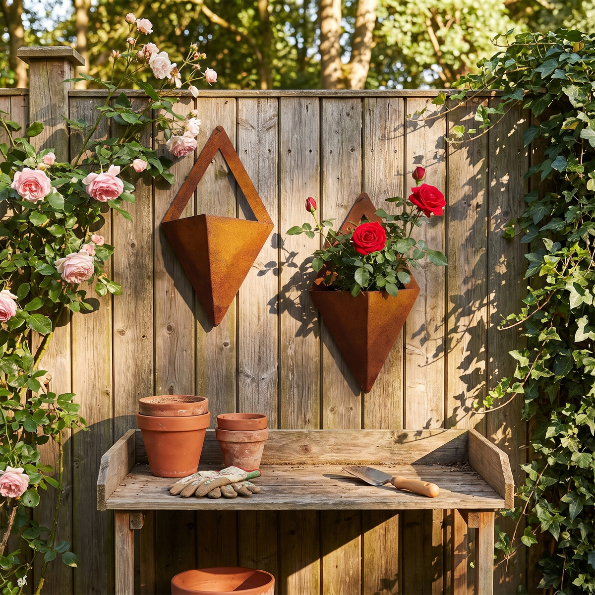 Rustic Metal Wall Hanging Planters
