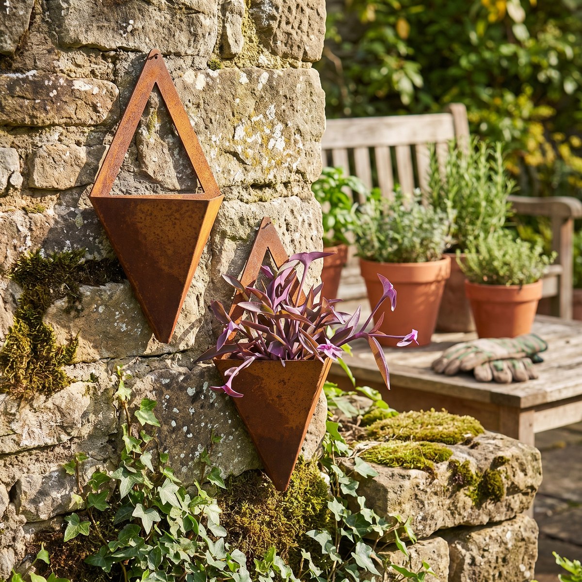 Rustic Metal Wall Hanging Planters
