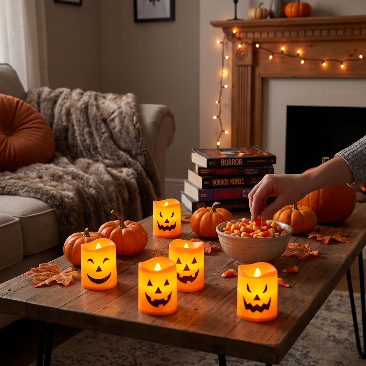 LED Flameless Halloween Jack-O'-Lantern Candle Lights