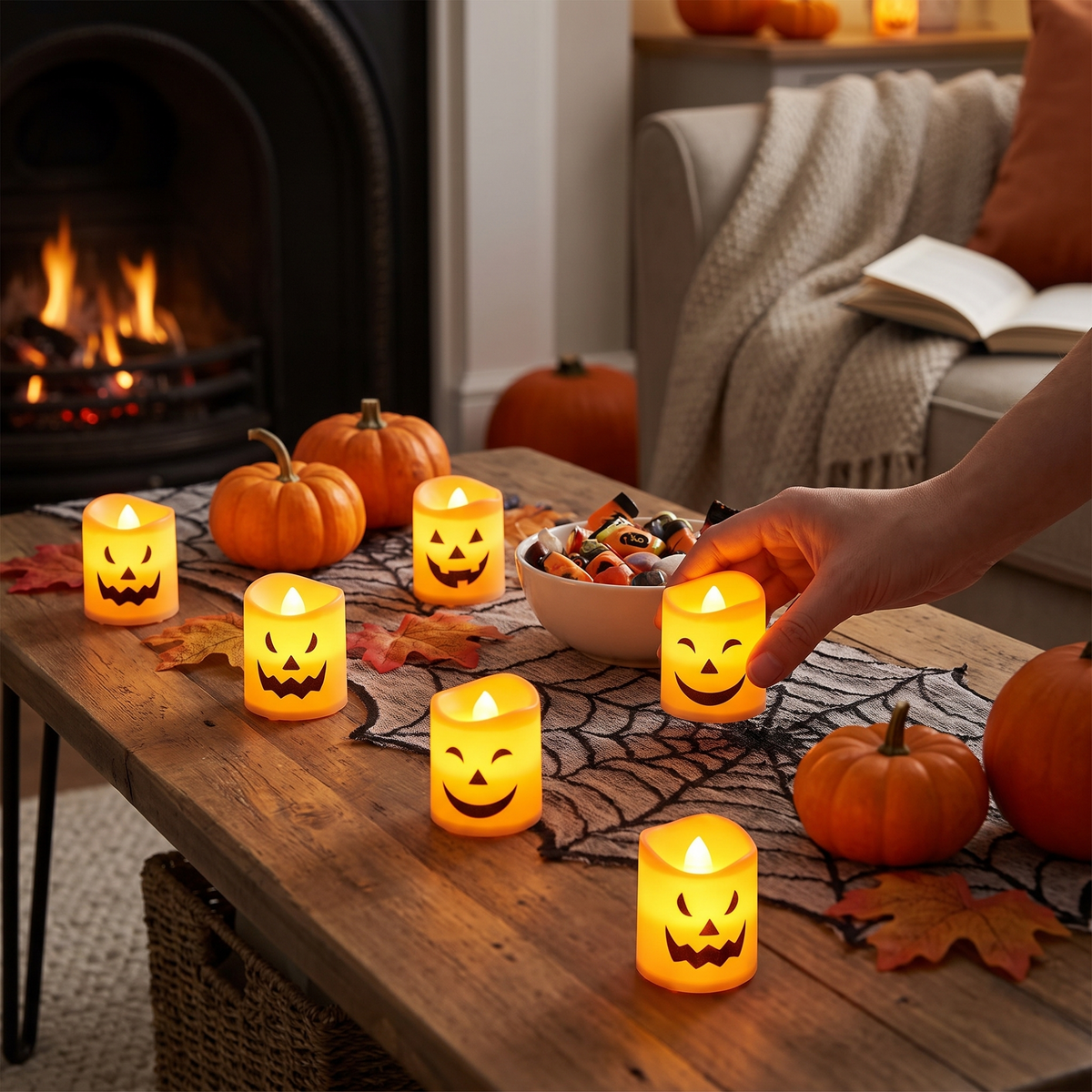 LED Flameless Halloween Jack-O'-Lantern Candle Lights