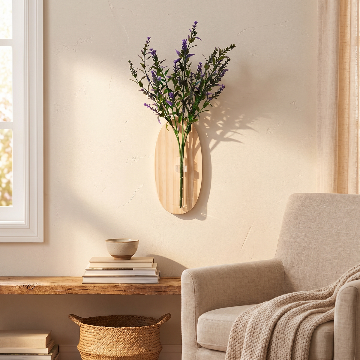 Wooden Wall Mounted Glass Flower Vase
