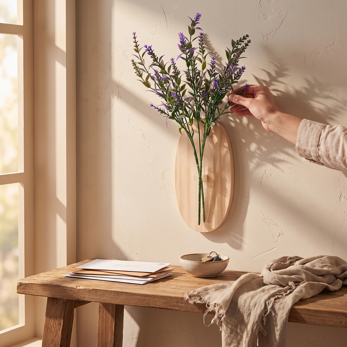Wooden Wall Mounted Glass Flower Vase