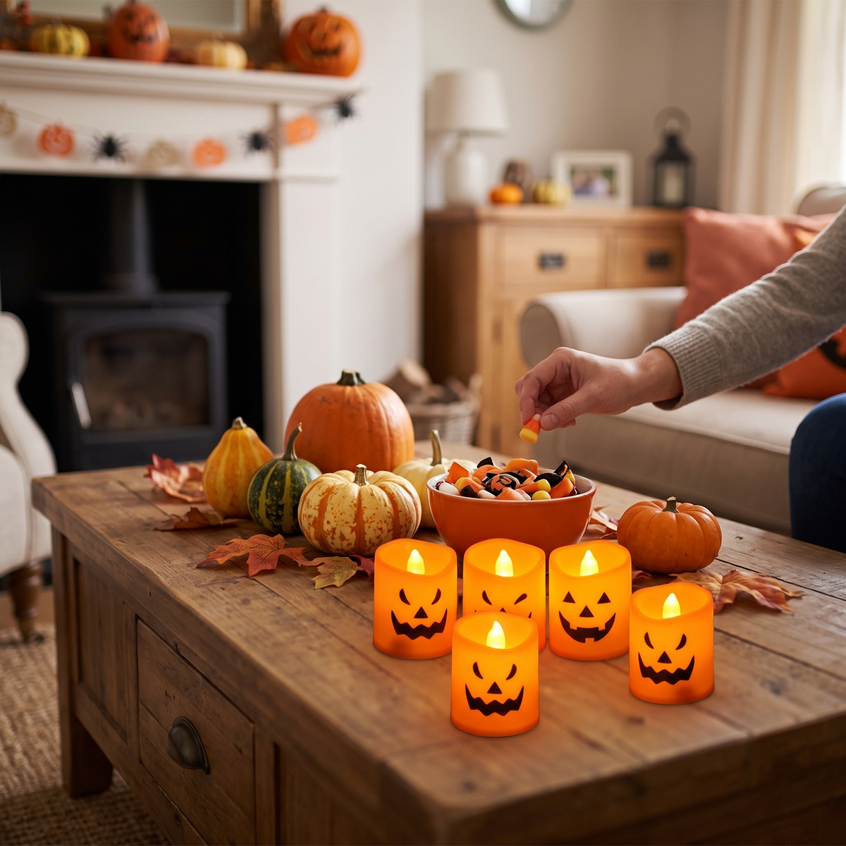 LED Flameless Halloween Jack-O'-Lantern Candle Lights