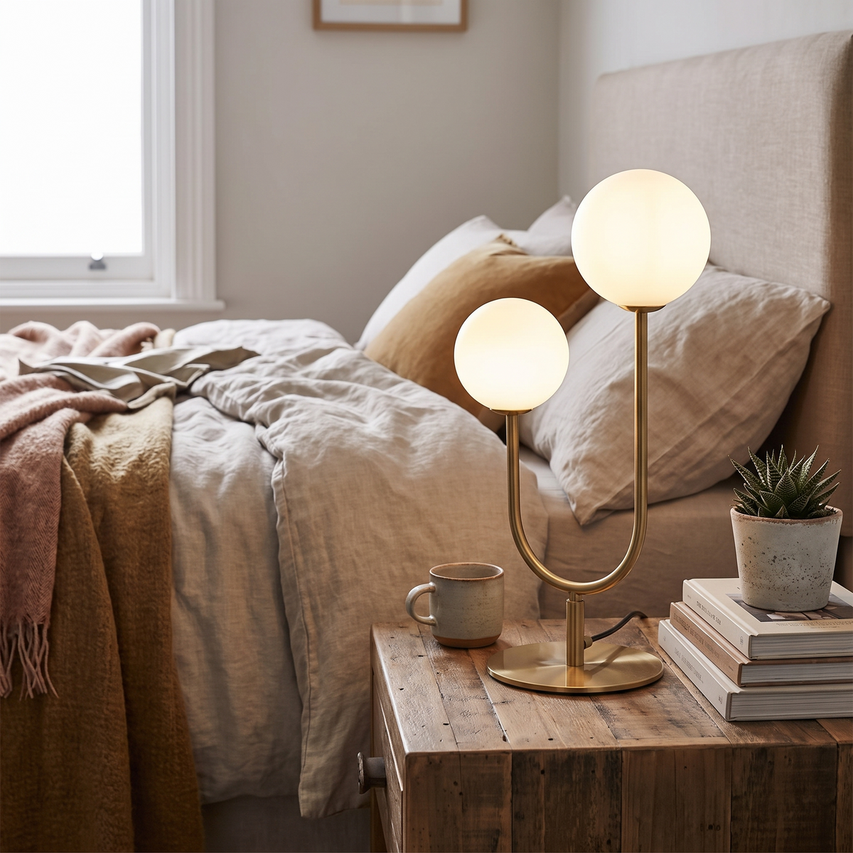 Vesper U-Shaped Dual Orb Table Lamp