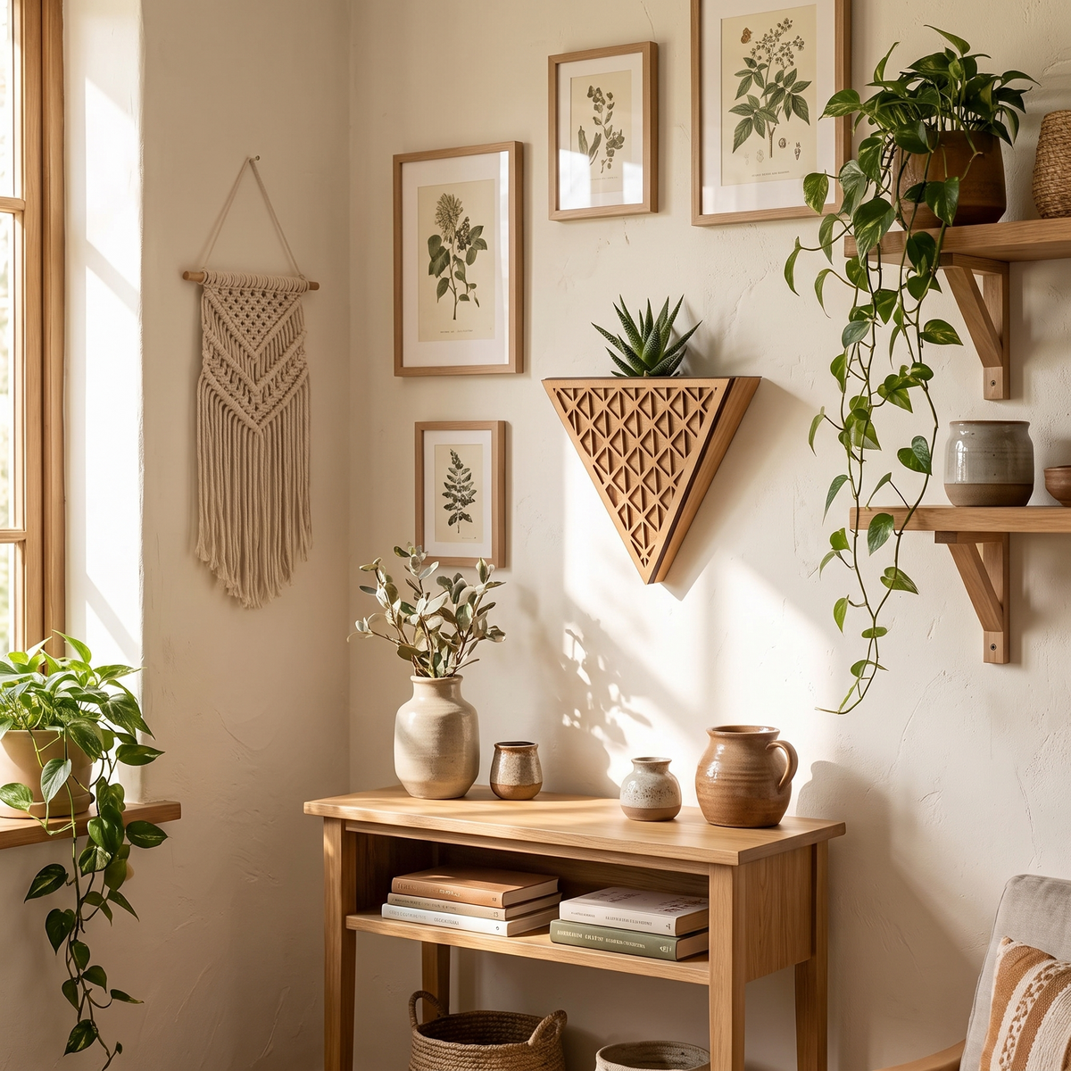 Alden Wooden Triangle Wall Planter