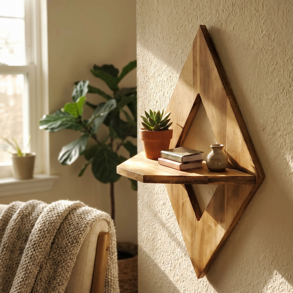 Vesper Geometric Wood Wall Shelf Set