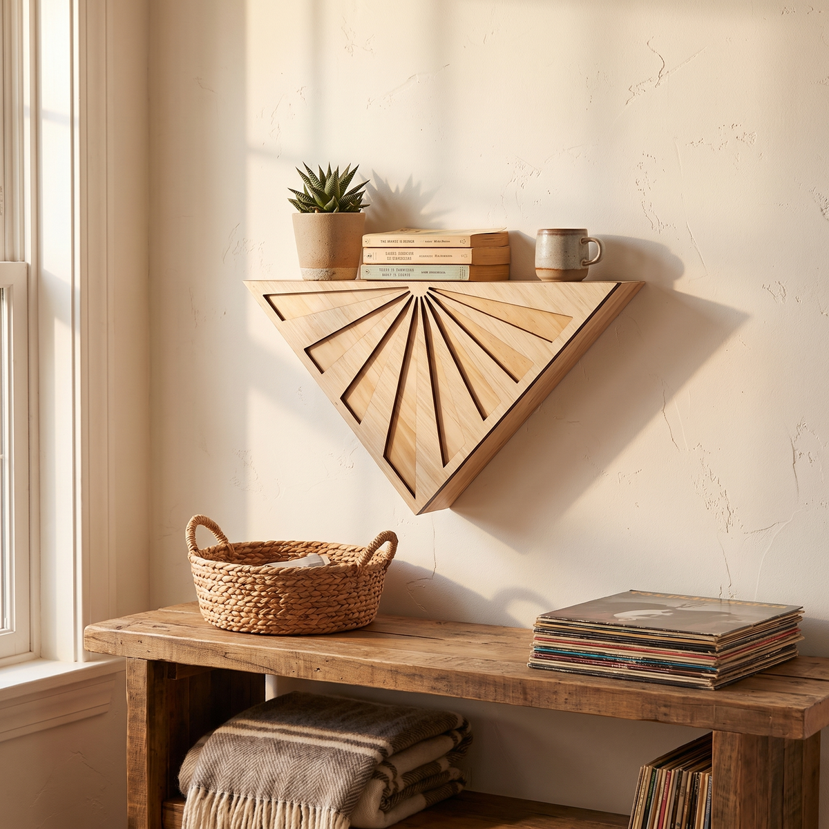 Alden Wooden Triangle Wall Planter