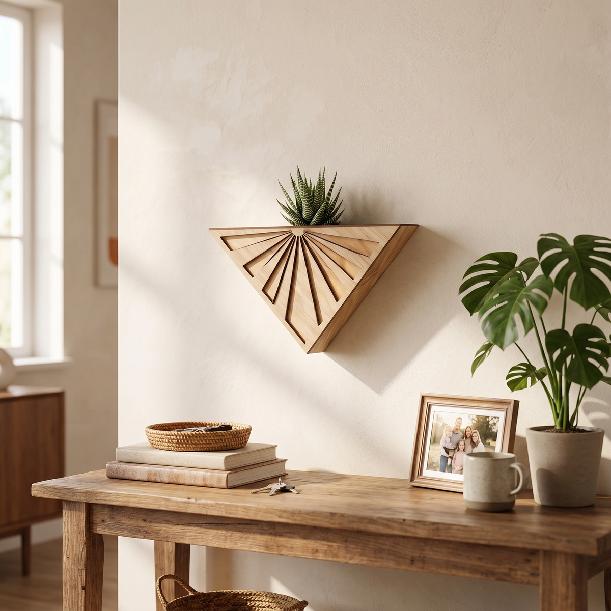 Alden Wooden Triangle Wall Planter