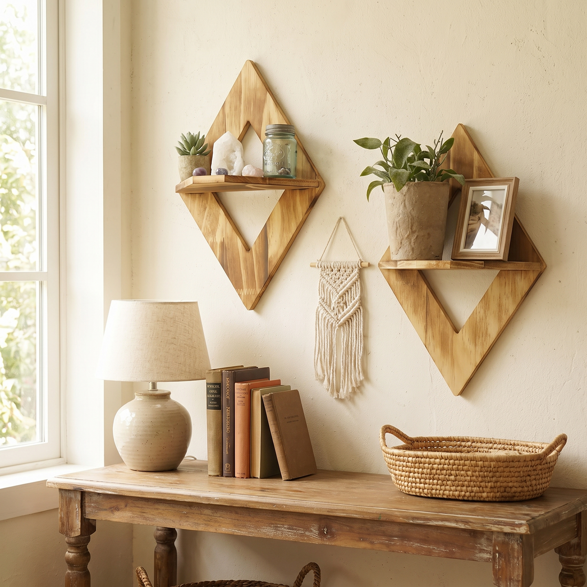 Vesper Geometric Wood Wall Shelf Set