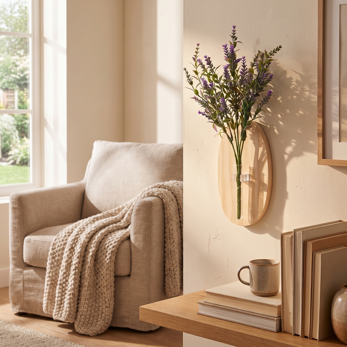 Wooden Wall Mounted Glass Flower Vase