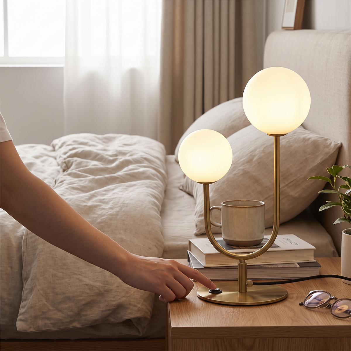 Vesper U-Shaped Dual Orb Table Lamp